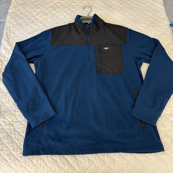 Outdoor Research Men’s Size L Trail Mix Fleece 1/4 Zip Blue - Picture 4 of 9